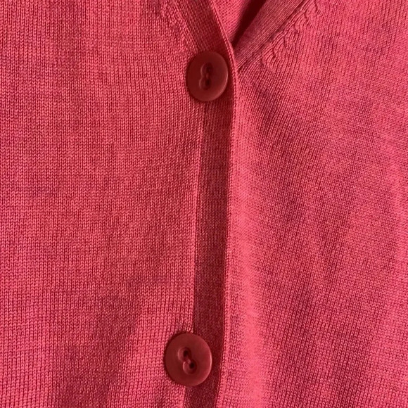 Eileen Fisher Merino Wool Pink Fushia Two Button V Neck Cardigan Size Large - Picture 4 of 13